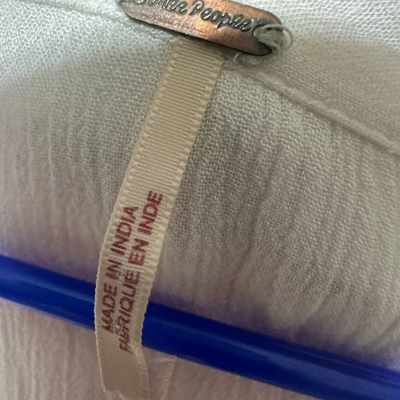 Free People Womens Blouse SP  Ivory  Crochet Lace Button-Down Relaxed Fit - Picture 4 of 7